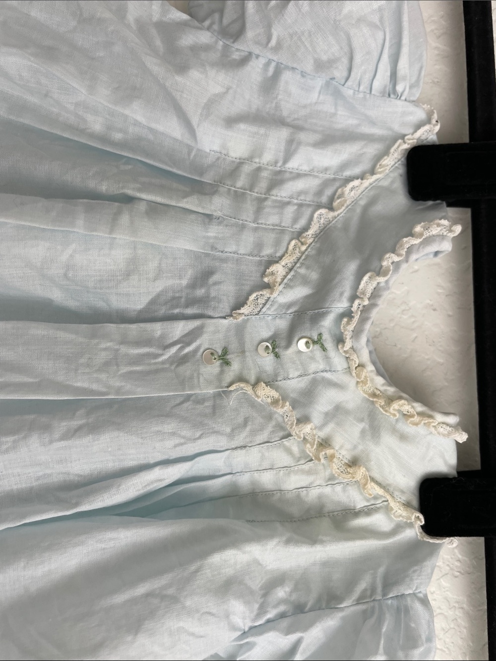 Vintage NANETTE ORIGINALS Babe Frock Puff Sleeve, Light Blue w/Pintuck Front - Picture 8 of 14
